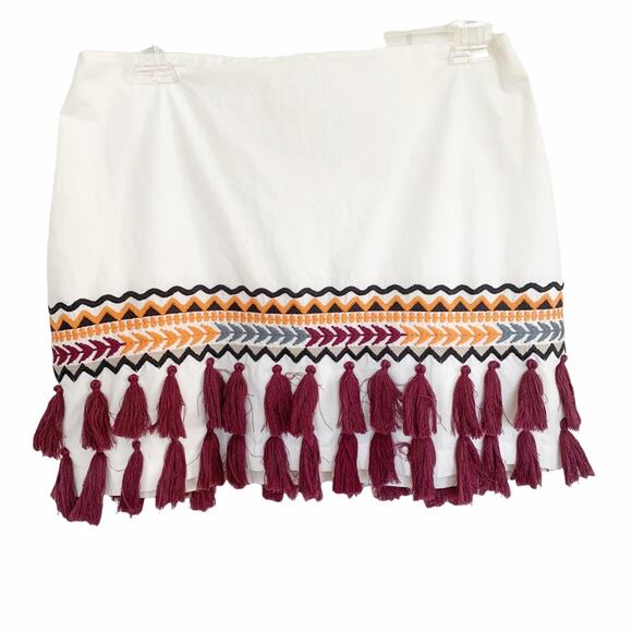 Tularosa Millie White Multicolor Tassle Mini Skirt Medium - Picture 2 of 6